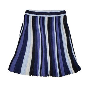 MAUD European Inspired Women's SMALL Pleated Lined Knit Skirt Multicolor Stripes